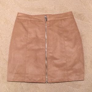 High Rise Tan Suede Pencil Skirt